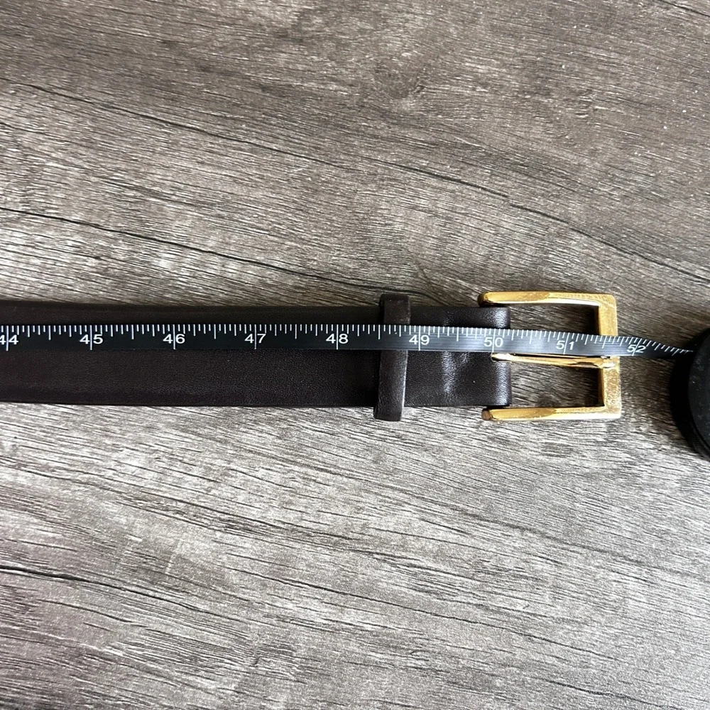 VTG W Kleinberg Leather Belt 44‎ Brown Gold Buckle USA Designer Classic Minimal